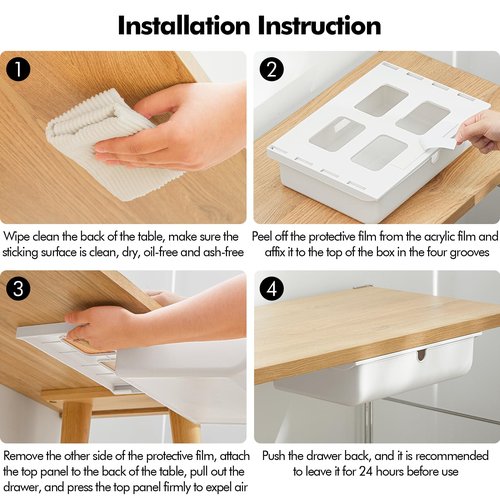 Poeland Under Desk Drawer Self-Stick Storage Organizer for Office Home School Large Size White