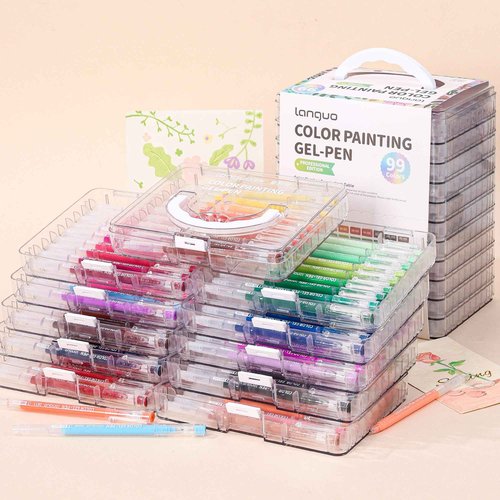 Yolaka Gel Pens with Fine Point 0.6mm, 99 Colors Drawing Pencils for Adult Coloring Books Smooth Writing Pen Set for Journaling, Landscapes, Lettering