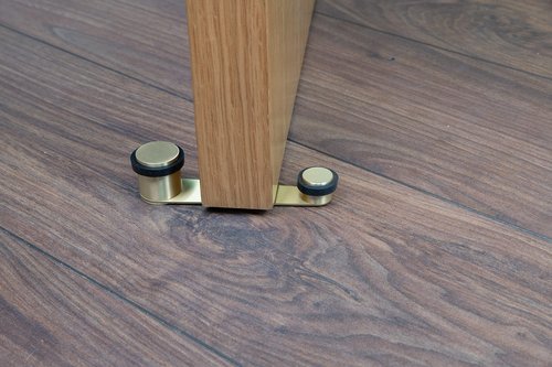 EVI Herrajes | Door Swivel Retainer Stop | Useful Hole 70 mm Thick | Black Rubber | Matte Finish Brass | Adhesive Fixing or with Screw+Dowel | Mod. I-152DUALLMT