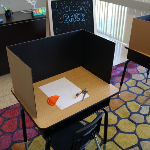 Flipside Products 12”x 48” Black Study Carrel, Privacy Boards, Student Privacy and Focus Booth for The Classroom, Desk Divider Cubby for Tests, Made in USA - 24 Pack
