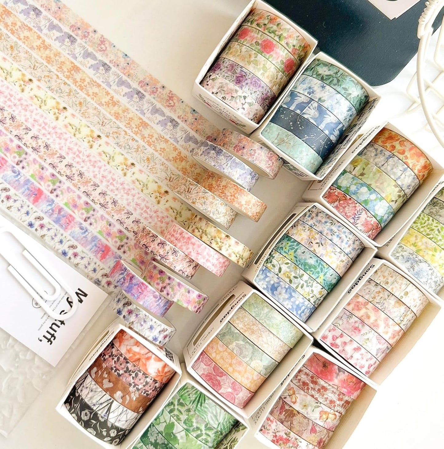 YUBX Washi Tape Set - 60 Rolls of Floral Decorative Tapes for Arts, Crafts, Journals & Planners