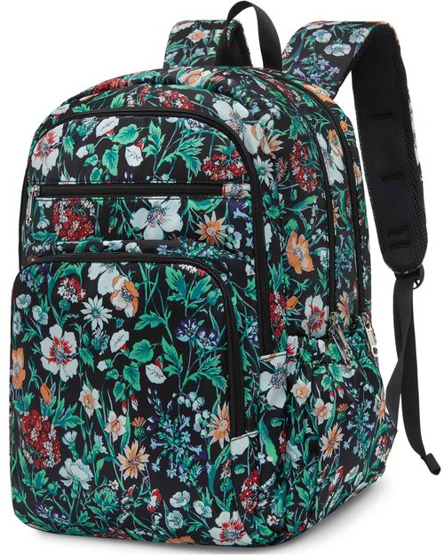 FOKDUVB Large Backpack for Women Backpack with Lots of Pockets for Travel Work School Bookbag with Laptop Compartment for High School College Girls Mochilas Morrales para Mujer (Green, Floral)