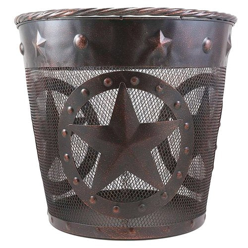 BestGiftEver Rustic Wastebasket with Star Design - Metal Mesh Copper Finish Wastebasket for Western Bathroom Decor, Lodge Cabin Style, Rustic Home Accessories, Rustic Trash Can for Country Homes