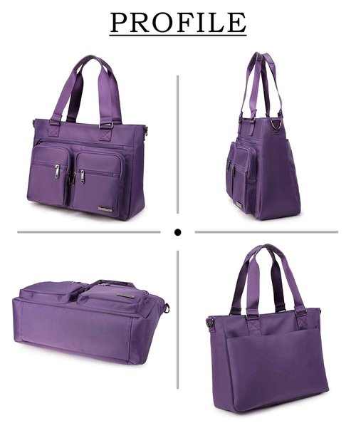 La Packmore Water Repellent Nylon Shoulder Bag Handbag Laptop Tote Travel Work School Clinic Nurse Tote (Lavender)