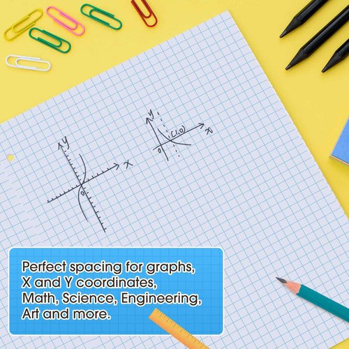 Noveread 15 Pack Graph Paper, 8" x 10.5" Loose Leaf Graph Paper, 2250 Sheets Bulk 4 x 4 Inch Quad Ruled Grid Paper Filler Paper, 3 Hole Punched, 60 Gsm, 150 Pcs Each Pack, Office Student Supplies
