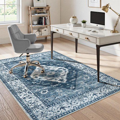 Anidaroel 5x7 Chair Mat for Hardwood Floor, Desk Mat for Chair, Office Floor Mat, Anti-Slip Rolling Chair Mat for Hardwood, Low Pile Carpet Protector Floor Mat, Blue