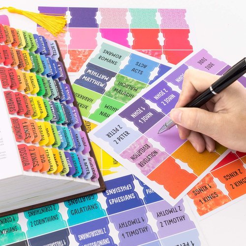Rainbow Bible Tabs - Large Print Index Tabs for Women & Girls | 90 Total Tabs for Old & New Testament