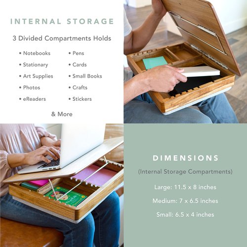 ROSSIE Home Acacia Wood Easel Lap Desk with Storage - Natural - Fits up to 17.3 Inch Laptops - Style No. 76516