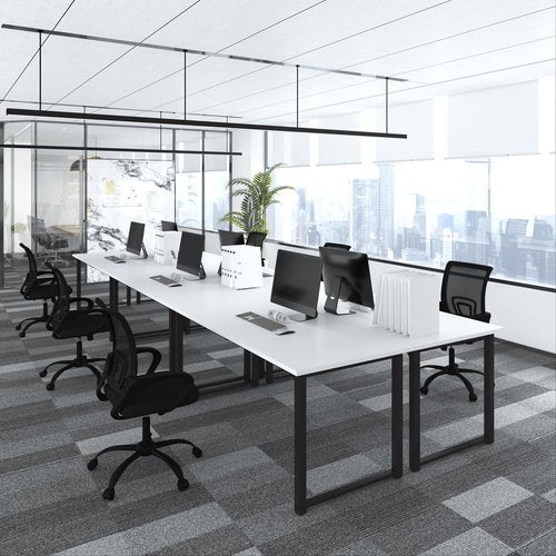 Bonzy Home 12FT Conference Table, Modern Large Meeting Table Office Desks for 16 Person, Long Rectangle Table with Sturdy Metal Frame, 4 PCS, 142" D x 64" W x 30" H, White