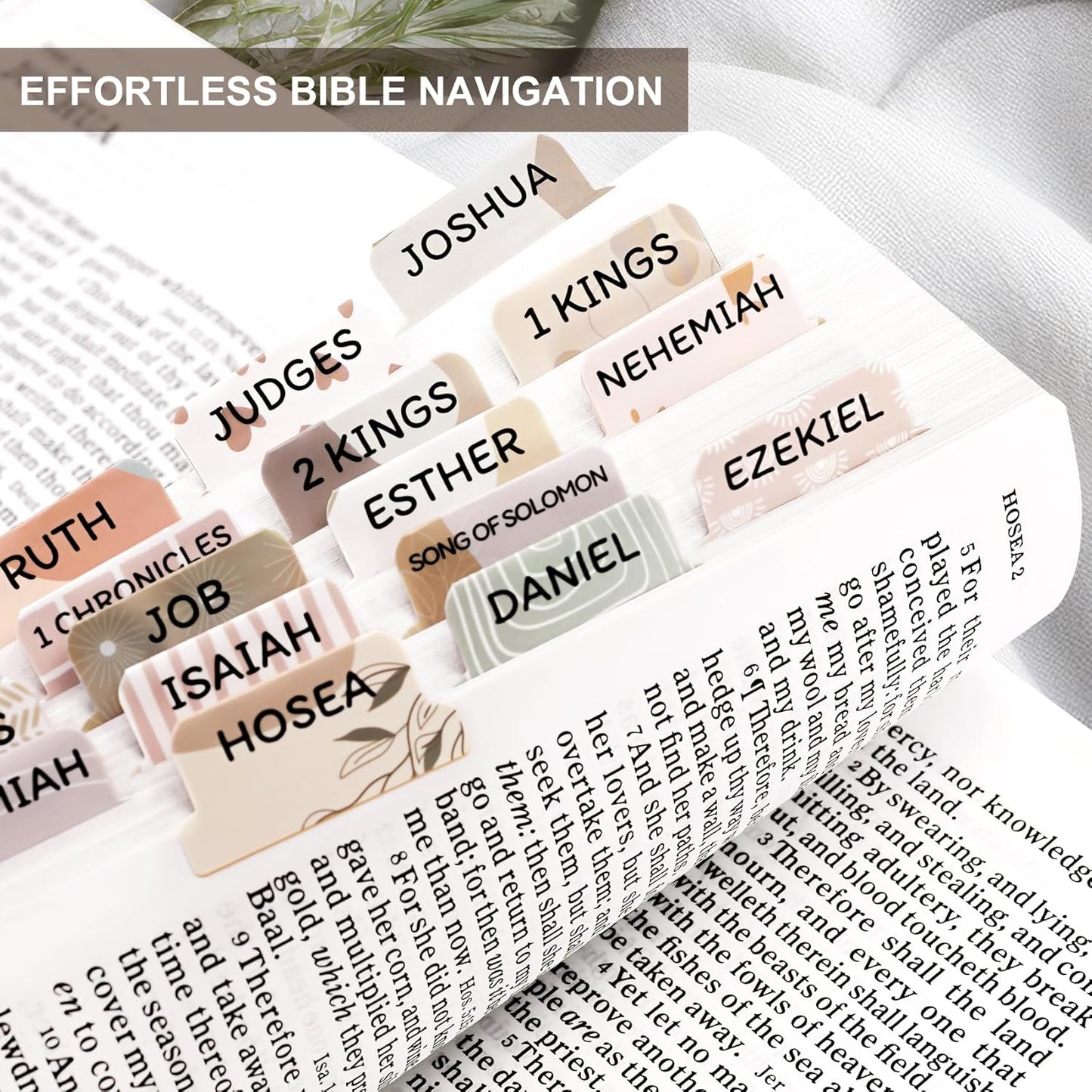 Skiennix Laminated Bible Tabs - Large Print Boho Theme for Easy Navigation & Quick Reference