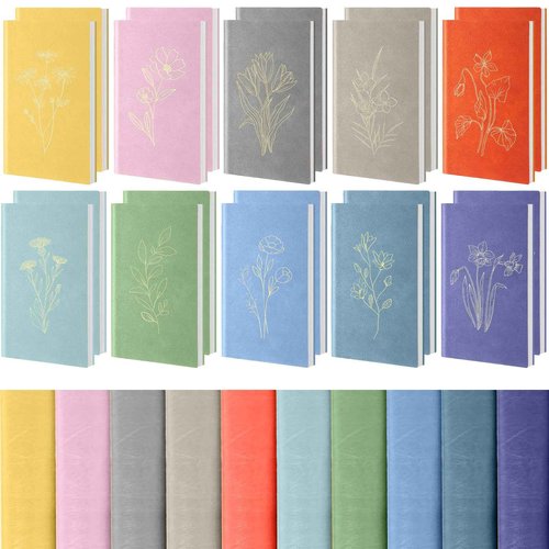 Cholemy 20 Pack Floral Writing Journals Bulk Spiral Cute Notebook Aesthetic for Women Macaron Hardcover Leather A6 College Ruled Notebook, 200 Lined Pages Writing Journal for Office School Supplies