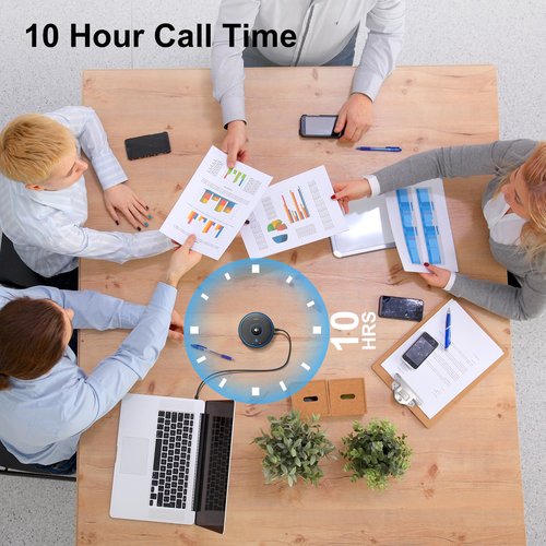Canstr Conference Speaker with 4 Wireless Mics, USB Speakerphone with AI Noise Reduction&360° Voice Pickup, Conference Microphone Compatible with Leading Platforms (4 Wireless Mics)
