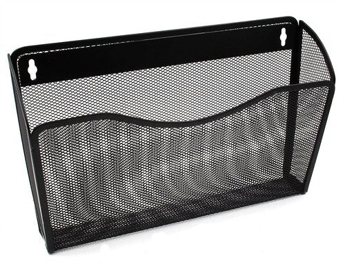 YBM HOME Mesh Wall Mount File Organizer Holder for Home and Office, Single Pocket Hanging File Holder for Folders, Documents, Letters, and Magazines, Black 1 Pack