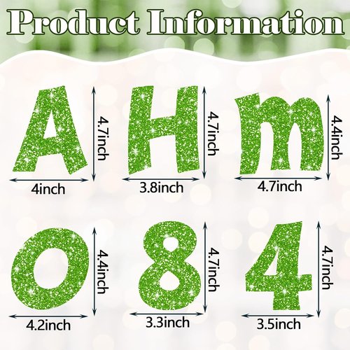 Colarr Glitter Bulletin Board Letters - 216 Pcs Die-Cut Alphabet & Symbols | 4'' Lime Green Decor