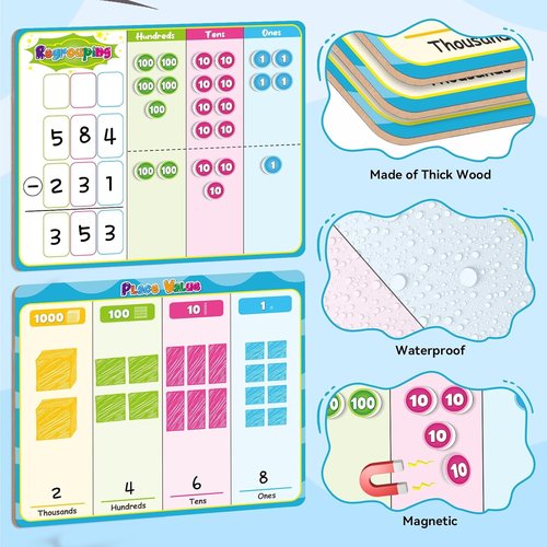 Magnetic Place Value Manipulatives - Base Ten Blocks for Kids | Engaging Math Games for 1st-3rd Grade