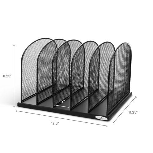 Safco Onyx Desk Organizer, 5 Tiered Vertical Compartments, Office and Classroom Mailbox , Paper and Mail Sorter, Steel Mesh, Black