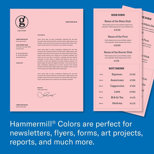 Hammermill Colored Paper, 24 lb Pink Printer Paper, 8.5 x 11-10 Ream (5,000 Sheets) - Made in the USA, Pastel Paper, 104463C