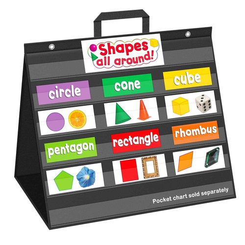 EAMAY Large Standard Pocket Chart for Classroom,Teacher Supplies for Sentence Strip and Card Display,Black Double Sided Table Top Pocket Chart with Hang/Stand/Portable(25Wx22L)