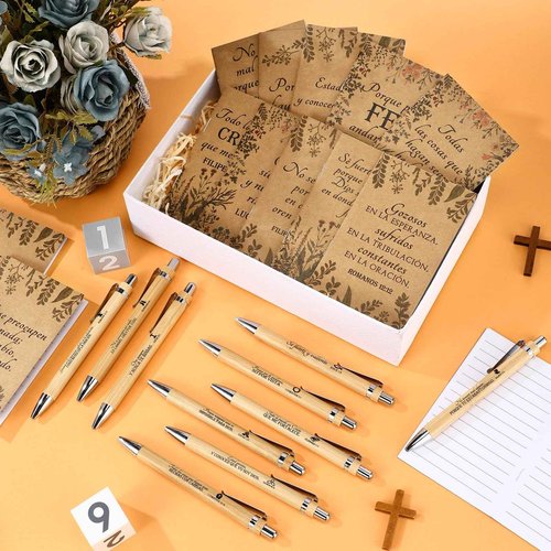 Ctosree 120 Pcs Spanish Christian Notebooks in Bulk with Bible Verse Pen Prayer Scripture Notepad Regalos Cristianos En Español Bible Supplies for Women Sunday School Teacher Pastor's Wife (Dark)