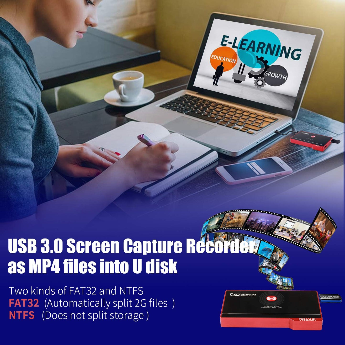 TreasLin Screen Capture Recorder, No PC Required 1080P HDMI Recorder,One-Click Recording, Screen Recorder Compatible with TV Box Xbox One PS4 Wii U Switch School lectures,No PC Required…