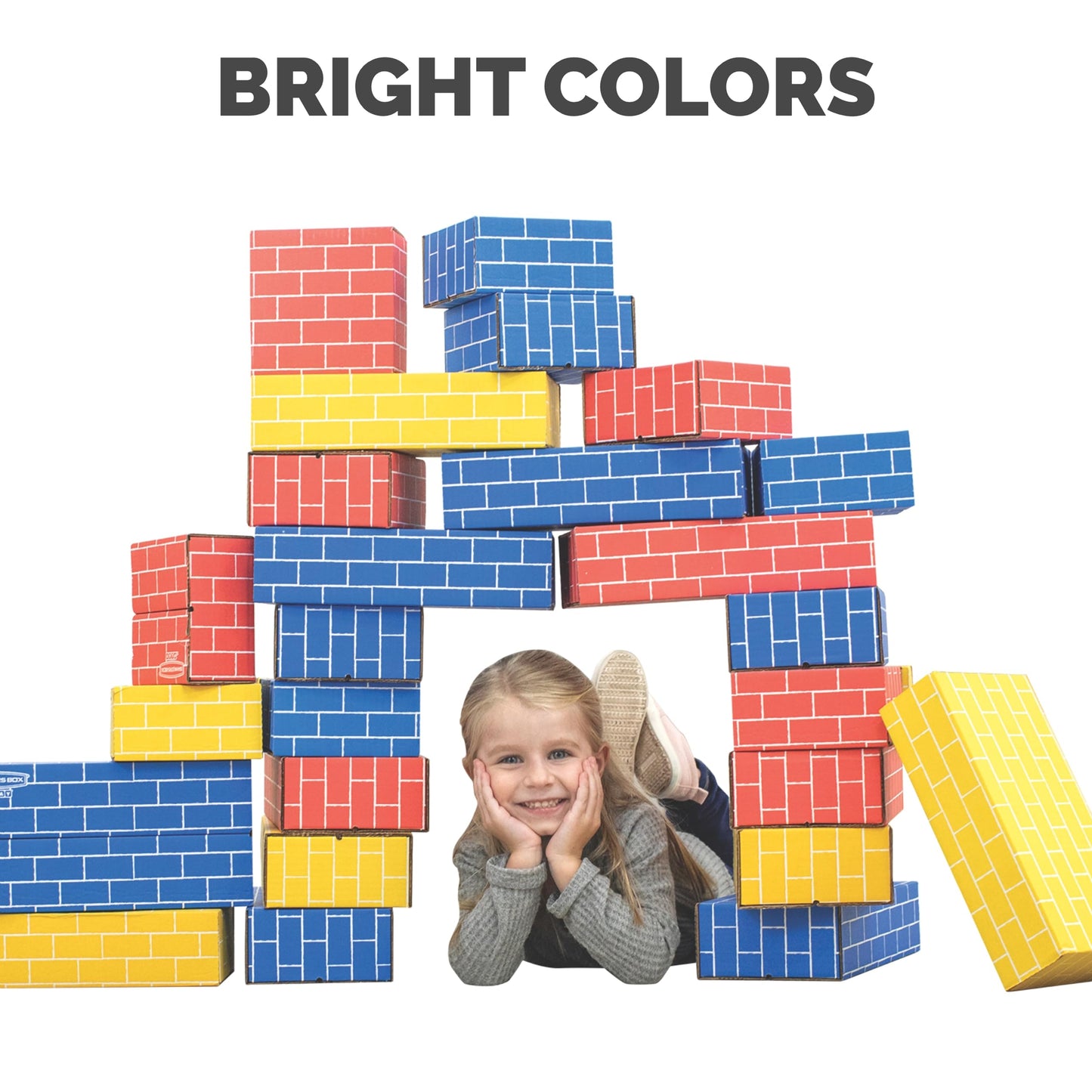 Bankers Box at Play Heavy Duty Jumbo Cardboard Building Blocks, 40 Pack, Large and Medium Toy Blocks for Kids and