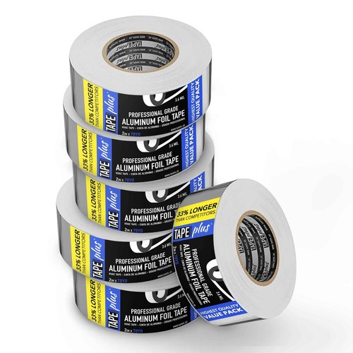 TapePlus Aluminum Foil Tape - Heat Resistant Tape & High Temperature Seal - Thermal Duct Insulation & HVAC Seal - Waterproof Metal Adhesive for Ductwork - Pack of 6, 2 in x 210 ft, Silver