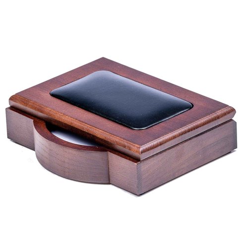 Dacasso A8409 4 x 6 Desktop Memo Holder, Wood & Leather, Walnut