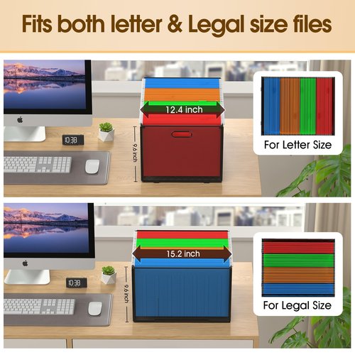 MaxGear Hanging File Organizer Box, Black Metal Mesh File Folder Storage Box for Letter/Legal Size, Office, School, Home - 15.2" x 12.2" x 9.84" - 3 Compartments - 6kg Max Weight