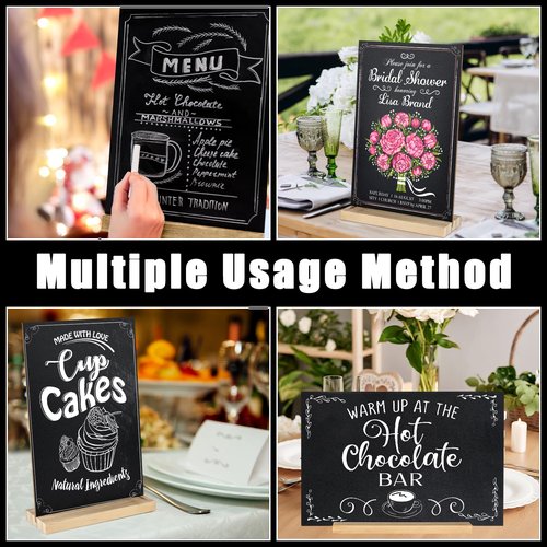 BOUBONI 1 Pack Chalkboard 8 x 12 inch Tabletop Chalkboard Sign with Wood Base Double-Sided Message Boards Menu Chalkboard Stand for Kitchen Wedding Bar and Restaurant