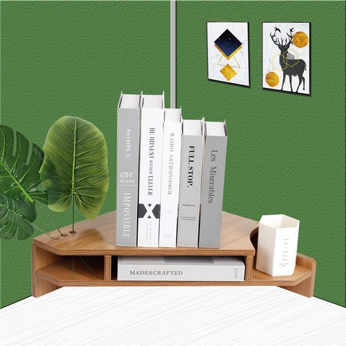KUAIYU Triangle Monitor Stand Riser, Wooden Triangle Desktop Computer Stand with Office Organization, Walnut Color