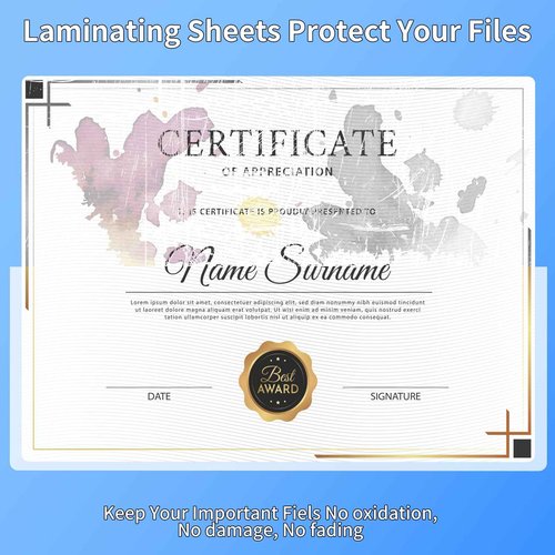 Thermal Laminating Sheets, 9” x 11.5” Laminating Sheets, 3 Mil Thickness Clear Laminating Pouches, Compatible Thermal Laminators, 500 Packs.
