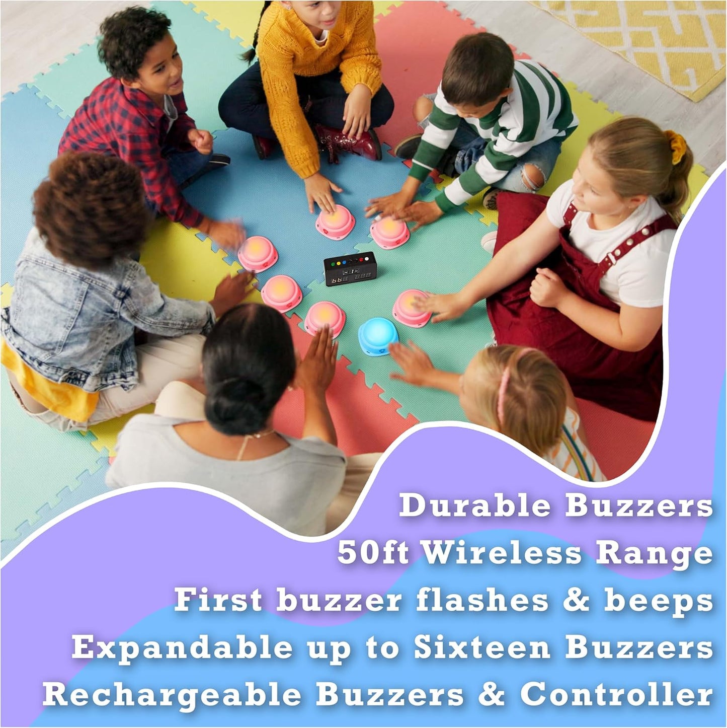 Trebisky Wireless Buzzer System - Game Show Kit for 10 Players | Interactive Fun & Easy Setup