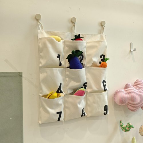 MOVEBO 9 Pockets Cell Pocket for Hanging Organizer Numbered Pocket Wall Door Hanging Storage for Small Items 18.4" x 16" (Number Small)