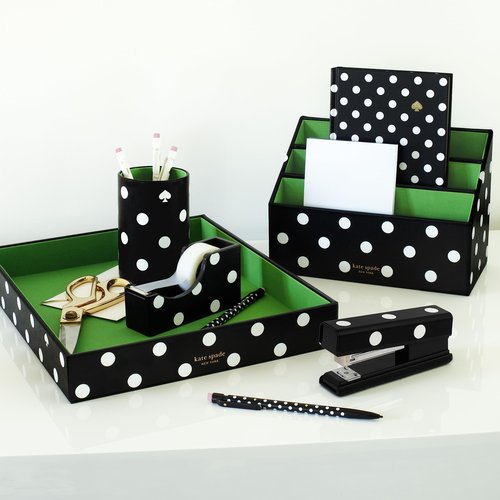 kate spade new york Pen and Pencil Holder for Desk, Decorative Pencil Cup, Leatherette Desk Supplies Organizer, Picture Dot