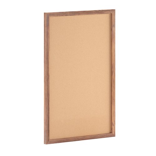 Flash Furniture Rustic Wall Mount Cork Board, for Home, Office, School, Comes with Wood Push Pins, 24" x 36", Torched Brown