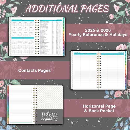 Planner 2025-2026 - 2025-2026 Planner Weekly and Monthly with Tabs, Jul. 2025 - Jun. 2026, 6.3" x 8.4", Academic Planners 2025-2026 with Back Pocket + Thick Paper + Twin-Wire Binding - Moon