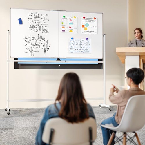 Large Rolling Whiteboard - 72" x 36" Double-Sided Mobile Dry Erase Board on Wheels | Portable Easel for Home & Office