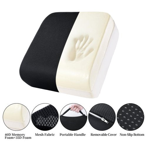 MABOZOO Extra Thick Chair Cushions,Office Chair Booster Seat Cushion to Raise Seat Height for Pain Relief,18 x 16 x 6 inch Non Slip Memory Foam Thick Cushion with Carry Handle（Black）
