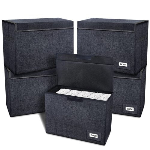 Leffis 5 Pack Comic Book Storage, Comic Book Box Collapsible and Stackable Comic Short Box, Moistureproof Comic Box with Lid and Label Slot 15.5" X 7.5" X 11.3" Holds 150 Comics