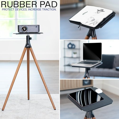 VIVO Easel Studio Projector Stand with Full Tray Articulation, Tripod Base, Dark Walnut, STAND-VP02D