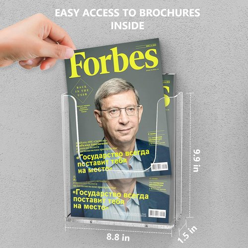 MaxGear Brochure Holder Stand - Clear Acrylic Literature Holders | 8.5 x 11 Inches | 3-Pack