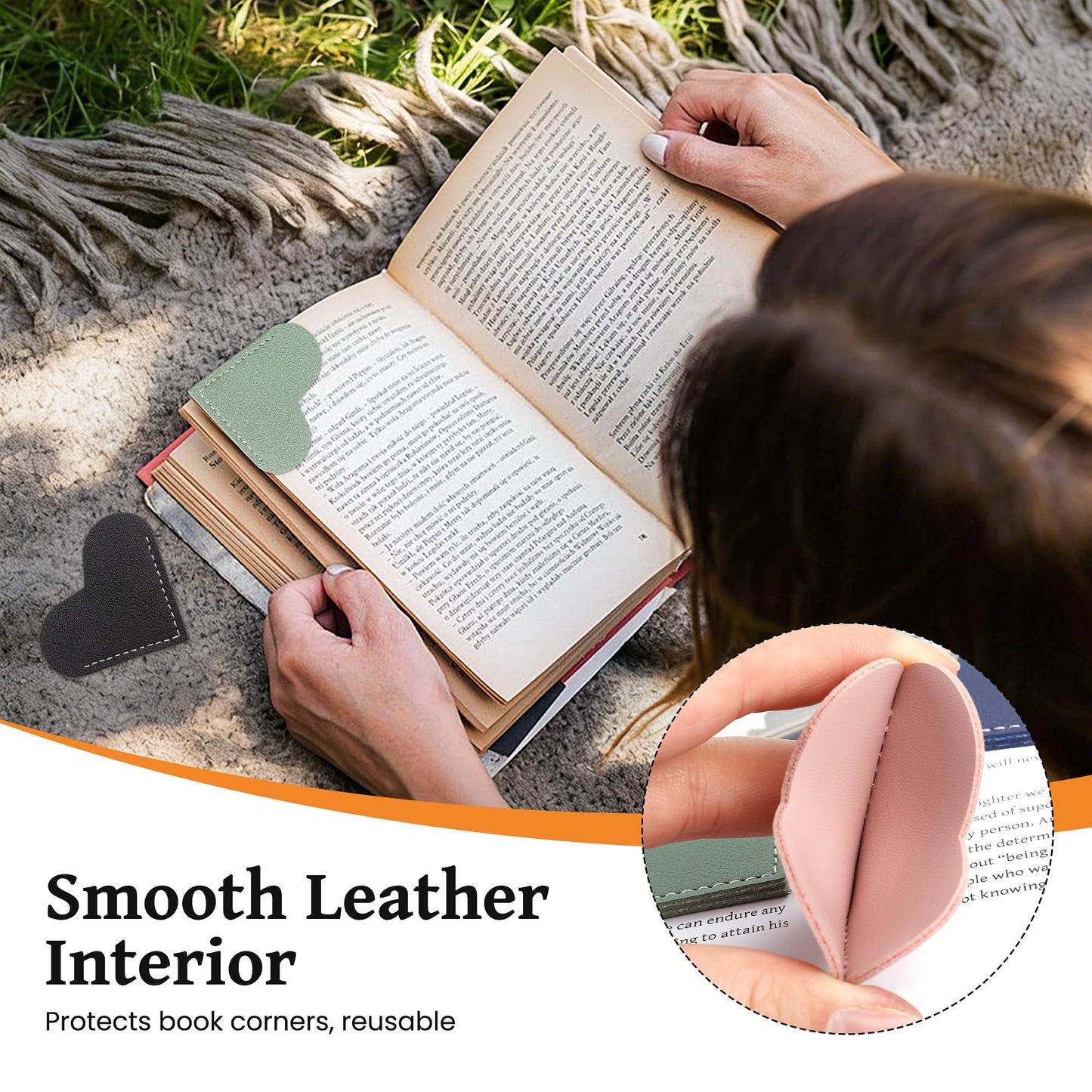 Leather Heart Bookmarks 6 Pieces, Adorable Cute Bookmarks for Book Lovers, Decorative Supplies to Organize Your Bookmark Corner, A Reading Gift for Female Readers, Bookmark Enthusiasts, and Book Clubs