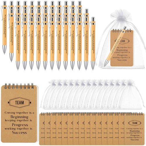 Fulmoon 108 Pcs Employee Appreciation Gifts Set Team Gifts Includes 36 Spiral Notebooks 36 Retractable Pen 36 Organza Bags Going Away Retirement Graduation Gift for Team Member Coworker Staff