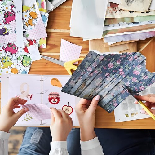 CHGCRAFT 40 Sheets Blank Release Paper Binder Notebook Paper Refills for Collecting Sticker Reusable Cover Sets with 2 Pcs Ropes for 6 Ring Sticker Organizer Binder Album Storage Book 9.3x7.1x1.2In
