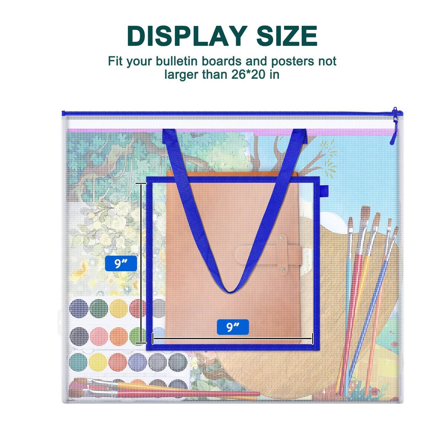 AKAYOK Large Poster Storage Bag, 25" x 19" Art Portfolio Bag with Pocket for Poster, Cutting Mats, Scrapbook, Keepsake - Waterproof Art Bag for Classroom Home Office Outdoor