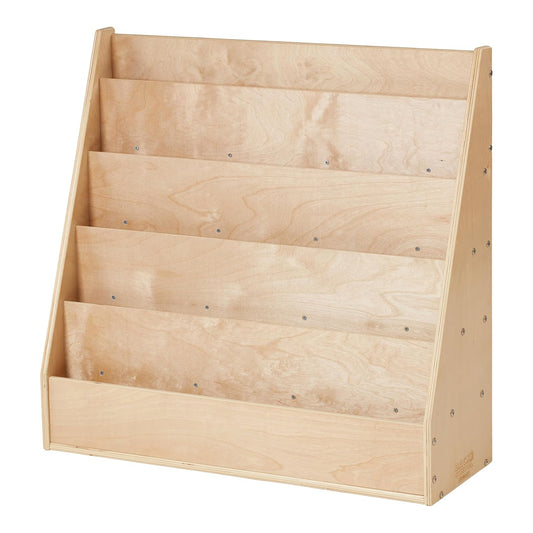 Sleekline 5-Tier Double-Sided Book Display - Stylish Natural Wood Bookshelf with Storage