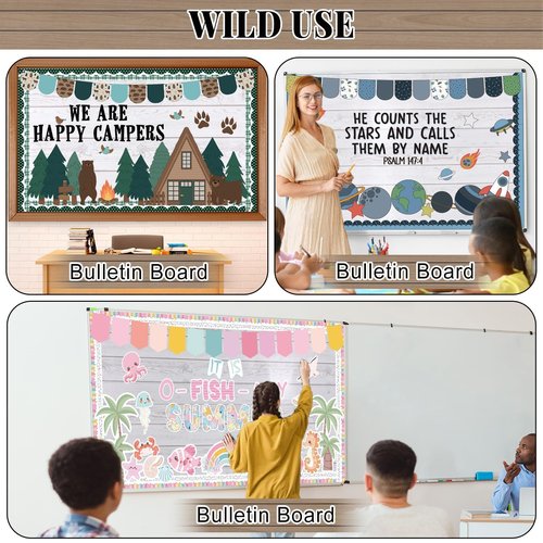 White Wood Bulletin Board Roll Reusable Waterproof Erasable Bulletin Board Fade Resistant Wrinkle Resistant Poster Non-Woven Fabric Bulletin Board Roll for Classroom Decor Wrap Crafts 15.55" x12ft