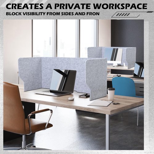Dunzoom Large Desk Dividers for Students 47.3 x 15.7 Inch Acoustic Portable Fold Classroom Table Privacy Felt Boards for Workstation Office Home Furniture Partitions and Dividers, Grey