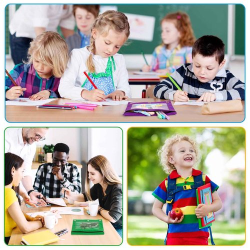 IKAYAS 40Pcs Colorful Pencil Pouch for 3 Ring Binder, 3 Ring Binder Pencil Pouch Bags for Classroom, Bulk Pencil Case Pencil Box