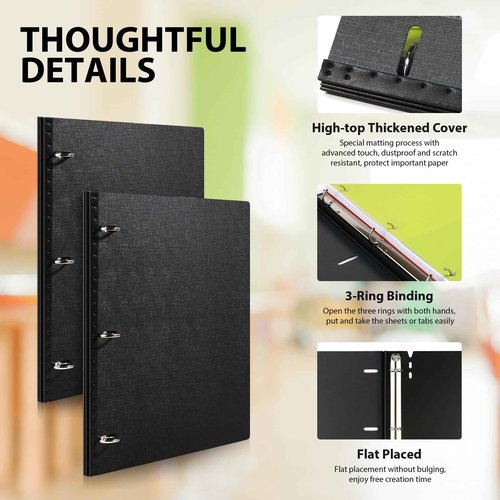 WOT I 12 Pack Telescoping 3 Ring Binder(0.75"), Expandable Flexible Binder - Patented Design for Easy Portability, Holds 160 Sheets, for School, Office&Home Organization, Black